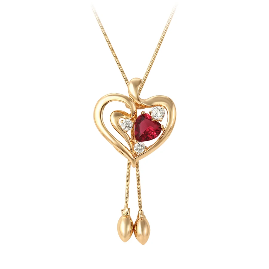 

44980 Xuping 18k gold plated Ruby heart shape gemstone fashion pendant necklace