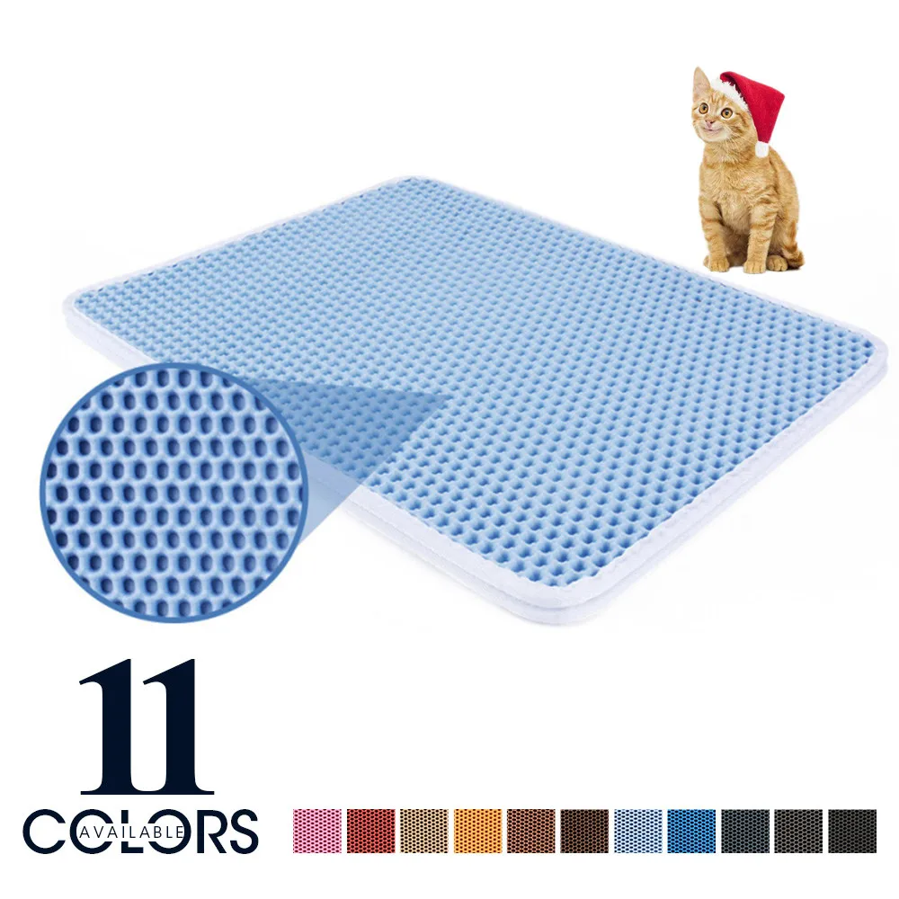 

Wholesale Waterproof Easy Clean Double Layer Honeycomb Washable Eva Pet Cat Litter Mat, Customized color