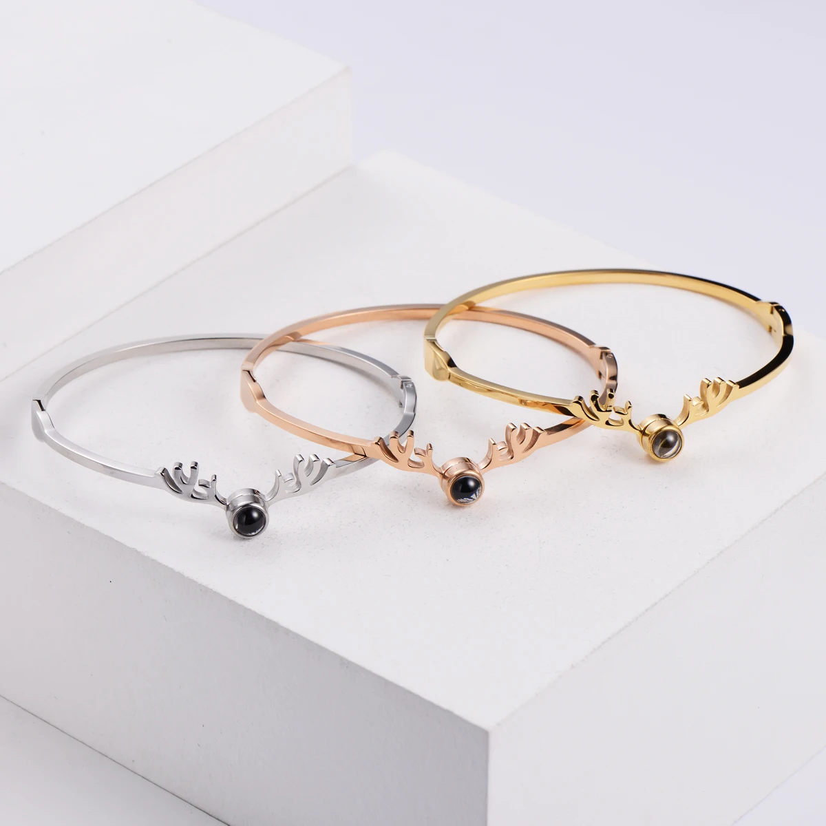 

ORDRM pulsera mom deer antler mama gold steel breacelets designer bangles jewelry women, Rose gold,gold,silver