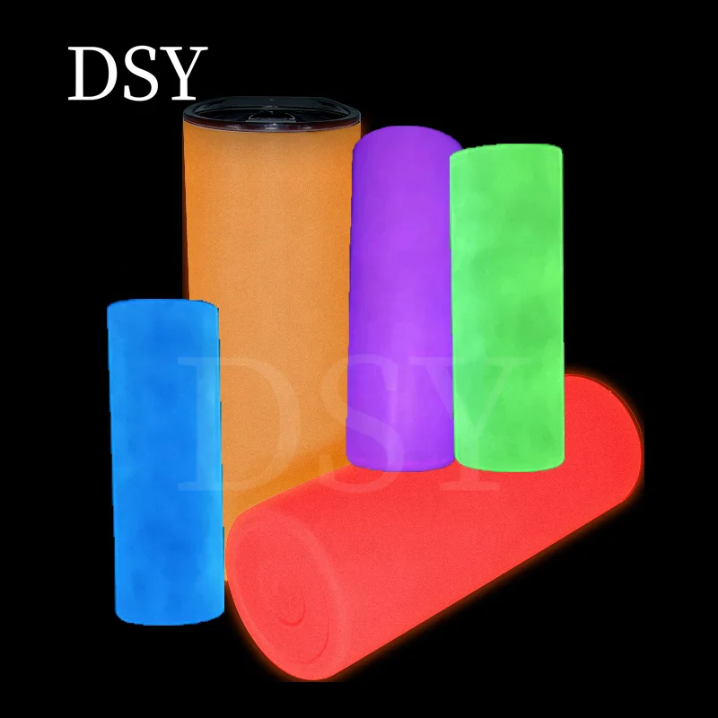 

New Style 20oz Wholesale Stainless Steel Vacuum Florescent Glow In the Dark Sublimation Straight Tumbler green red orange purple