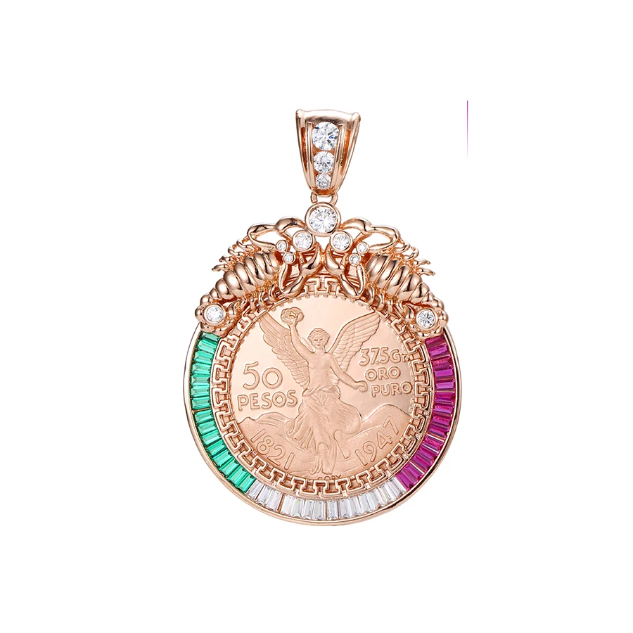 

34151Xuping copper alloy jewelry mexican style synthetic cubic zircon 18k gold pendant, Color