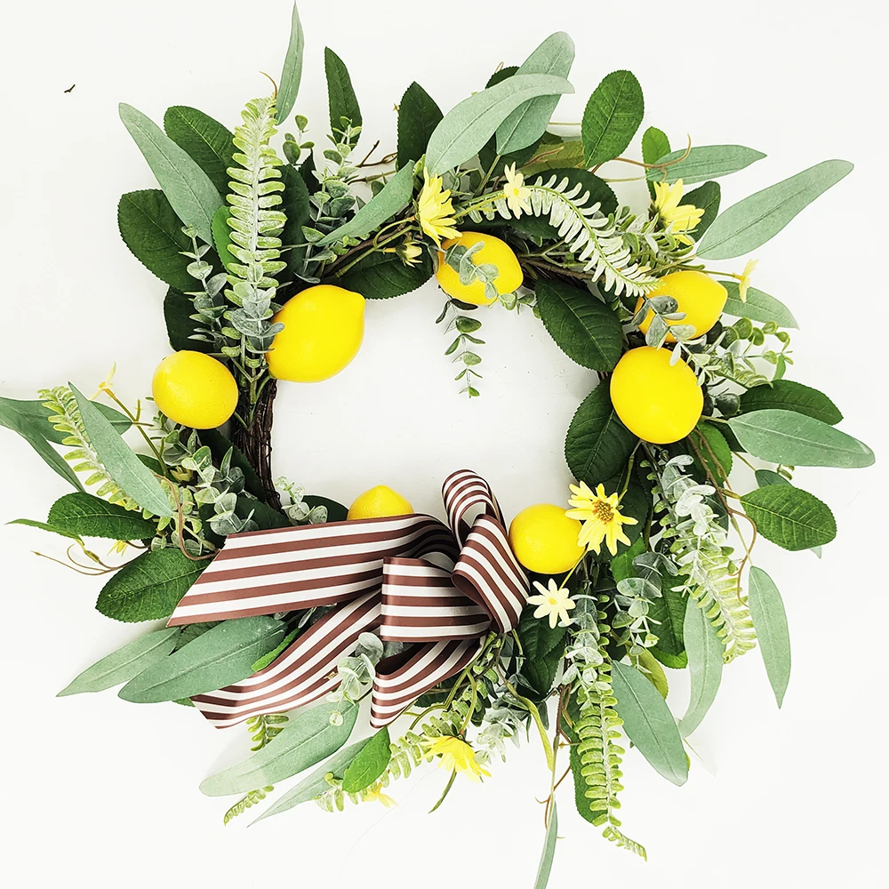 

Artificial Flowers in Bulk Plants Fruit Wreath for Home Decor Wedding Wall Backdrop Lemon Wreath Decorative Flowers & Wreaths, Yellow and green