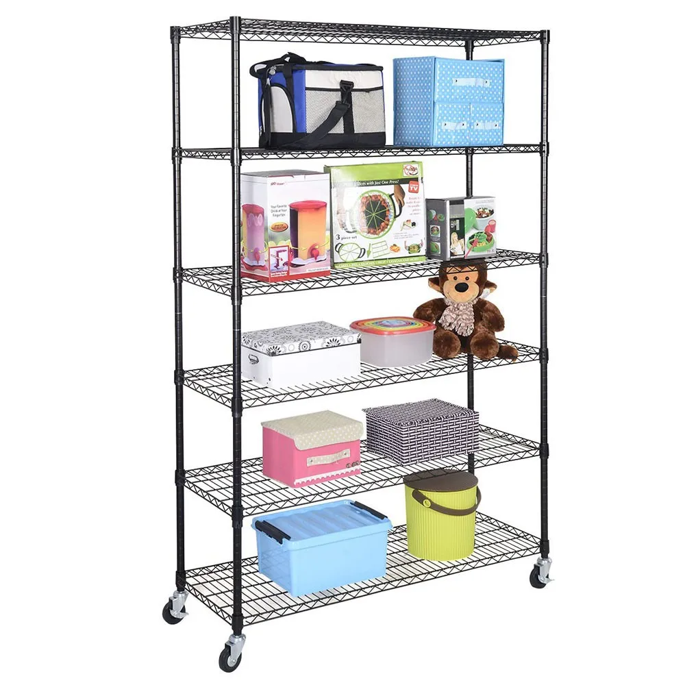 

48 x 18 x 82 inch 6 Tier Metal Wire Shelf Rack Industrial Multi-functional Warehouse Wire Mesh Shelving Rack, Customized