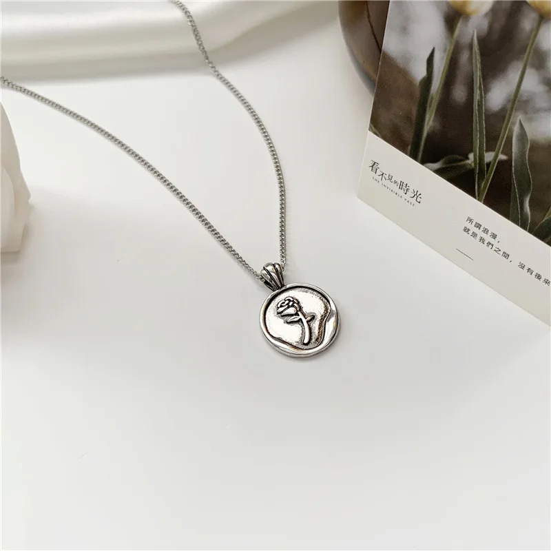 

JUHu European Jewelry Women's Street Accessories Vintage Rose Pendant Necklace