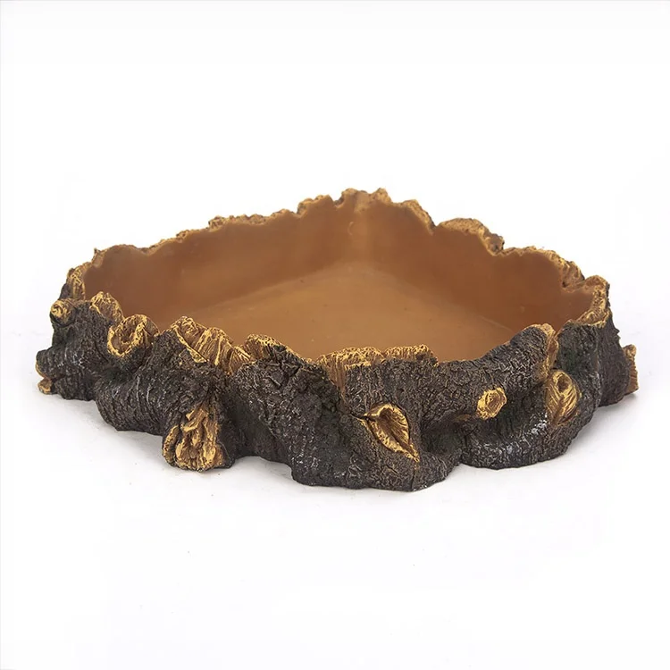 

Xinly design dual-purpose terrarium reptile resin decoration water food dish bowl, As photo