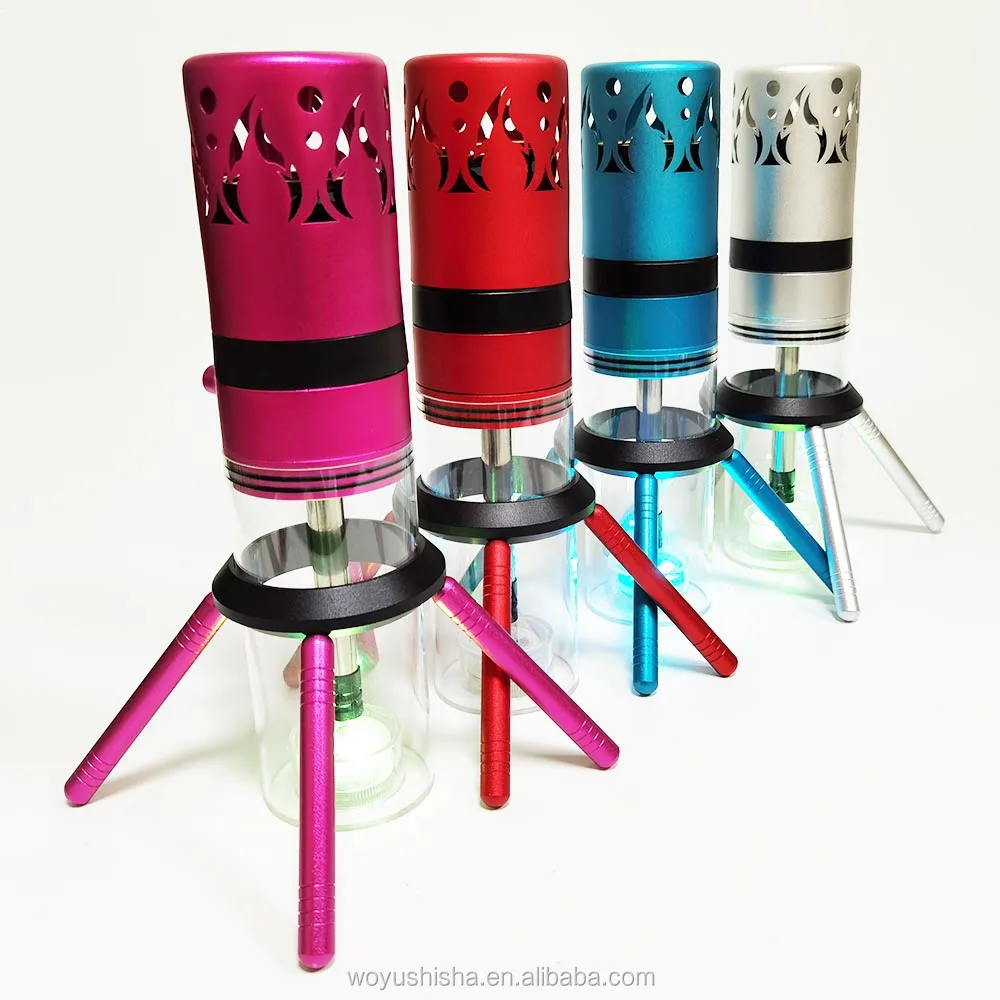 

Smoke sheesha mini rocket hookah safe charcoal cover led light shisha acrylic portable hookah