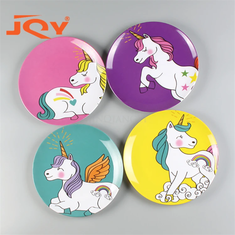 

Bpa Free Personalized Unicorn Printed 100% A5 Melamine Kids Party Dinner Dishes Plates