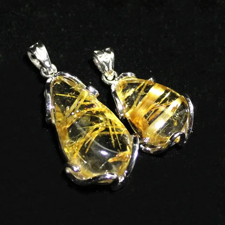 

Wholesale Price Natural Rutile Stone Pendant Golden Rutilated Quartz Crystal Pendants For Sale