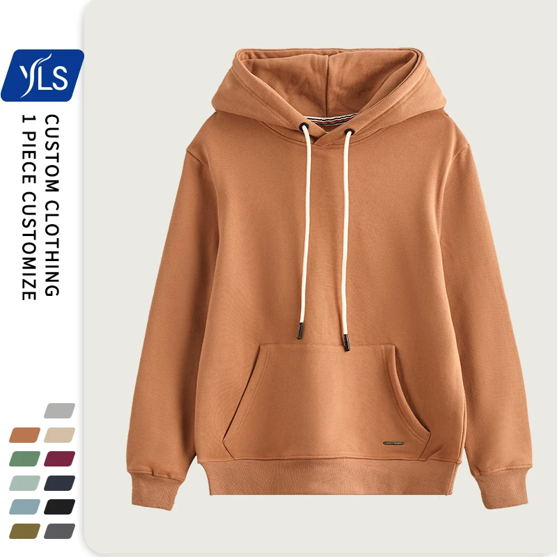 

YLS Wholesale High Quality Men Blank 470GSM Heavy Thick 100% Brushed Cotton French Terry Custom Embroidered Hoodies