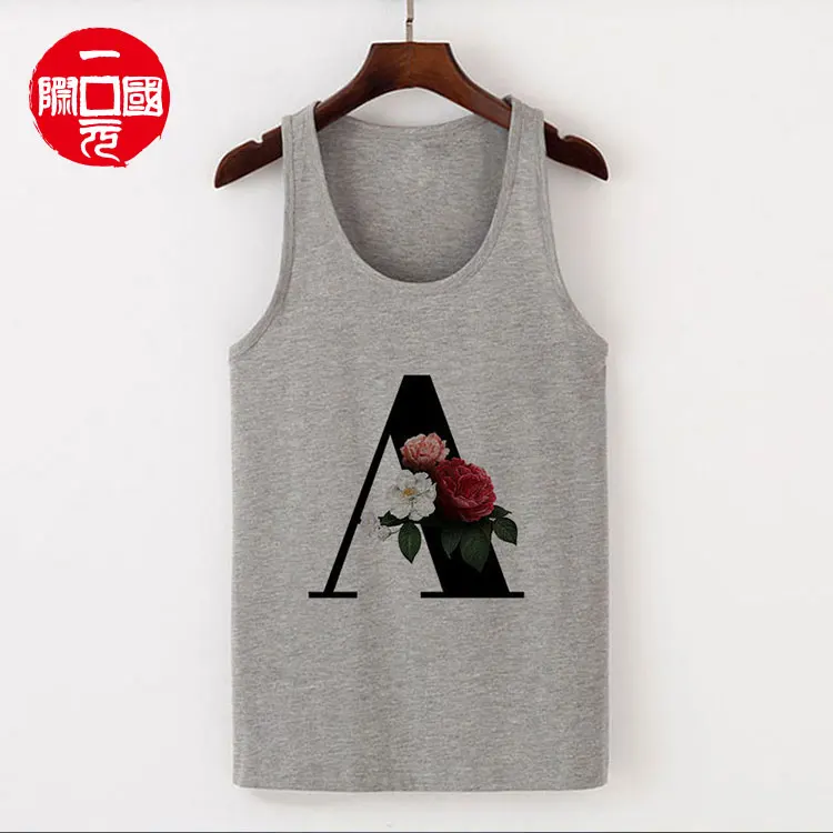 

round neck loose printed letters women's tank tops