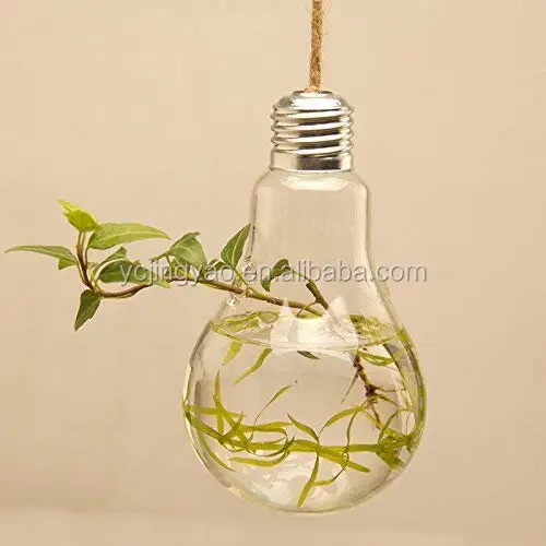 

Hanging Light Bulb Shape Glass Vase Flower Plant Pot Container Planter Terrarium Home Decoration, Clear