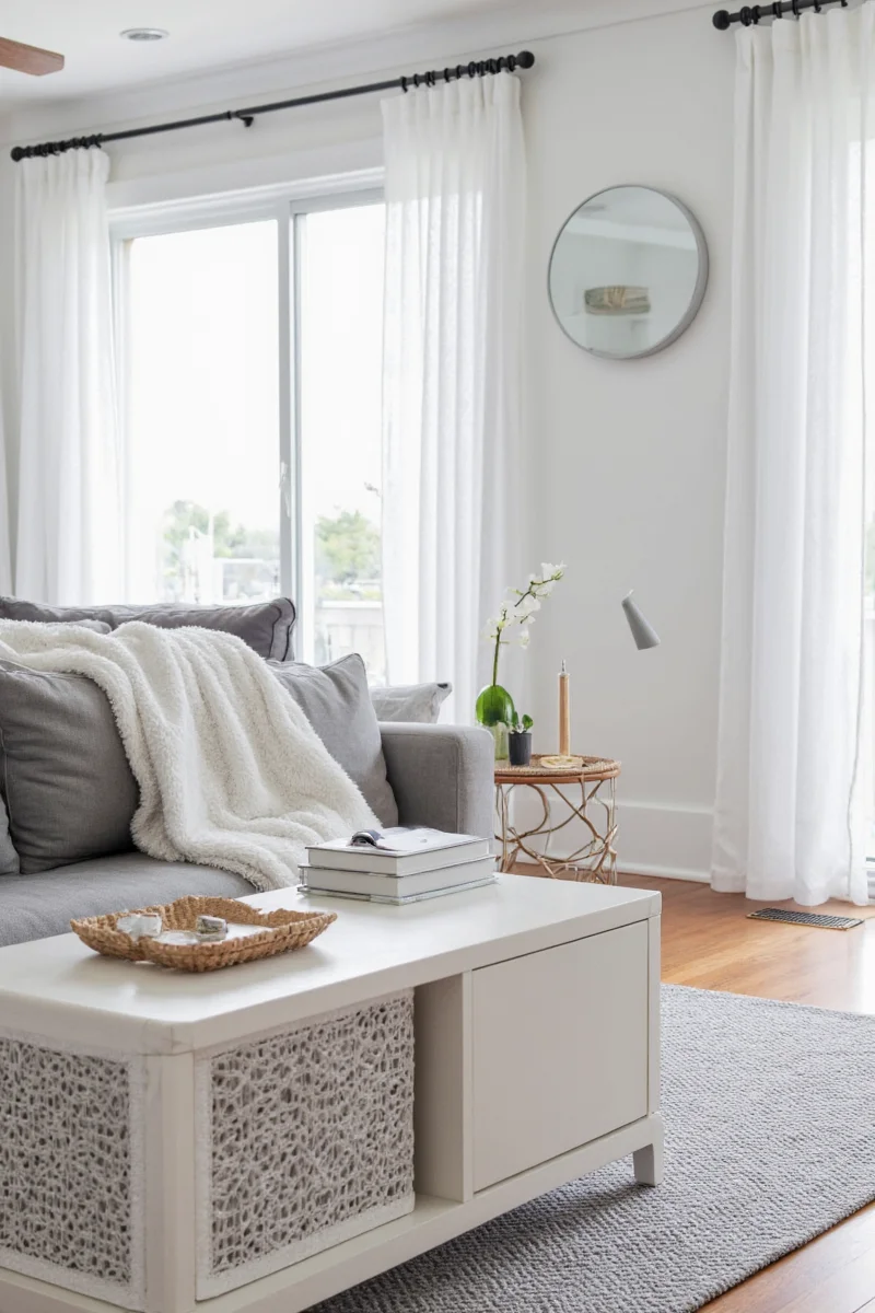 Gray and white stain-resistant area rug