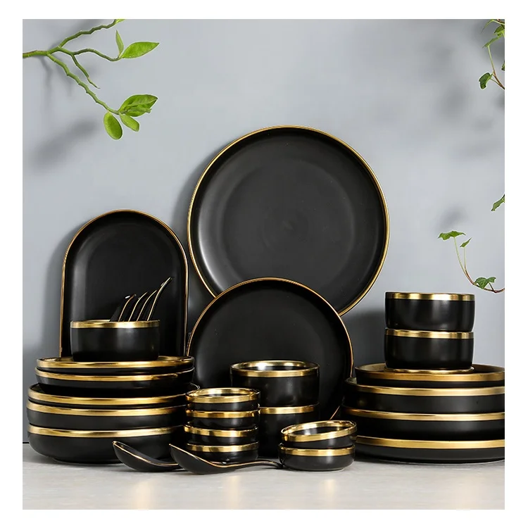 

Guangzhou Luxury gift family home hotel gold gilt ceramic tableware sets