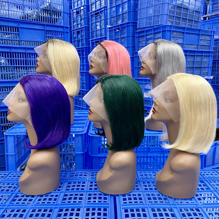 

Brazilian Ombre Colored Bob Wig, Lace Front Bob Wigs Human Hair, Blonde Colored Short Bob Wig