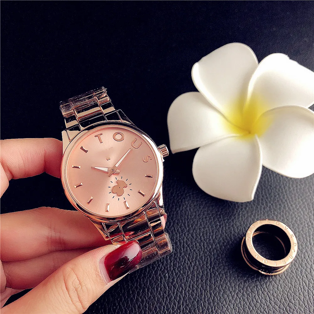 

Hot sale steel watches band gold chain wristwatch girls wristwatches cartoon ladies work watch