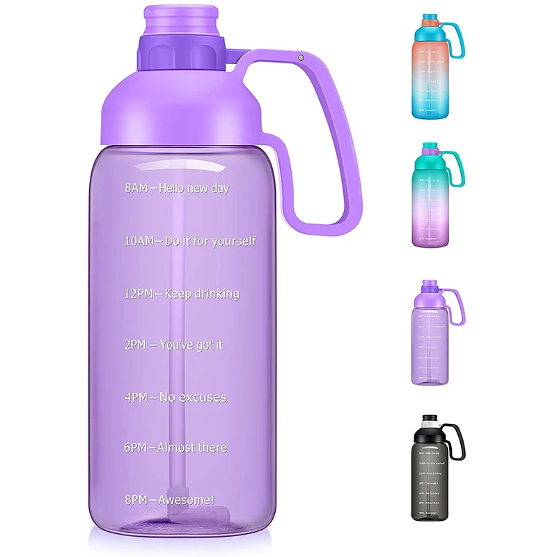 

Everich amazon hot sale private label 64oz sports water bottle plastic tritan gym jug bpa free motivational water bottle, Transparent / black / blue / pink / custom