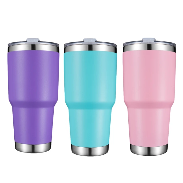 

30oz 30 oz wholesale plump double wall vacuum insulated stainless steel glasses tumbler cup water bottle powder coated with lid, Customized color
