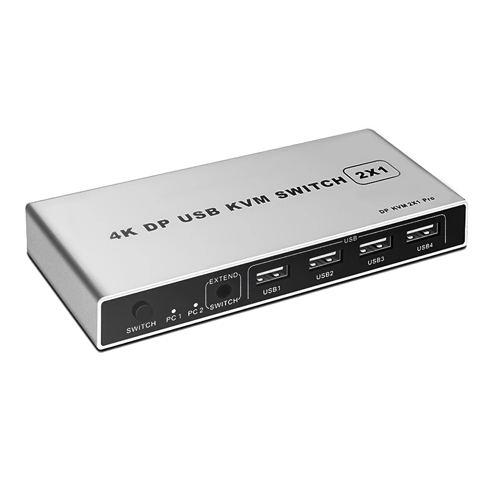 

KVM Switch DisplayPort Support 4K Dual DP Port Input with Multiple USB 3.0, Silver