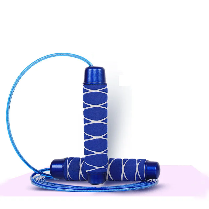 

Amazon hot-selling weight-bearing skipping wire rope adult fitness weight loss foam jump ropes PVC, Blue+rose red