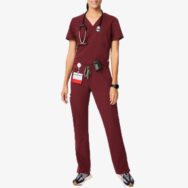 

Custom Design Uniform Scrubs Short Sleeve Scrubs Uniforms Sets Stretch Spandex Scrubs Sets, Customized