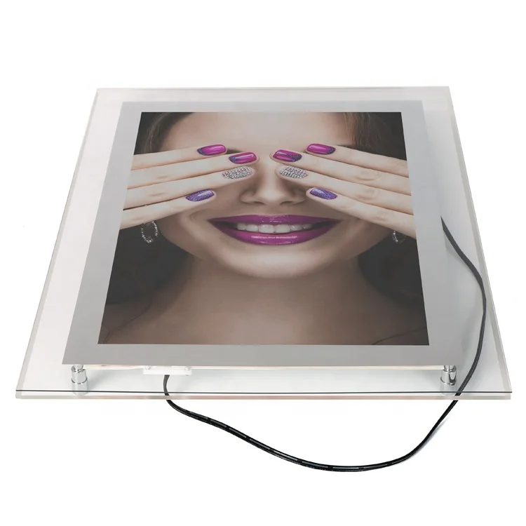 Custom Photo Frames With Led Light Slim Crystal Acrylic Led Frame Photo