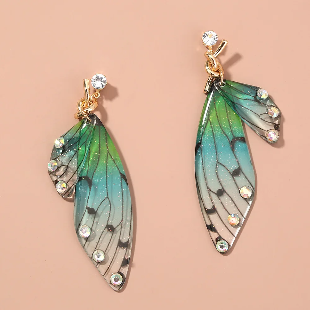 

2021 Long Butterfly Wing Earrings Personalized Animal Earrings Simulation Cicada Wing Earrings, As picture