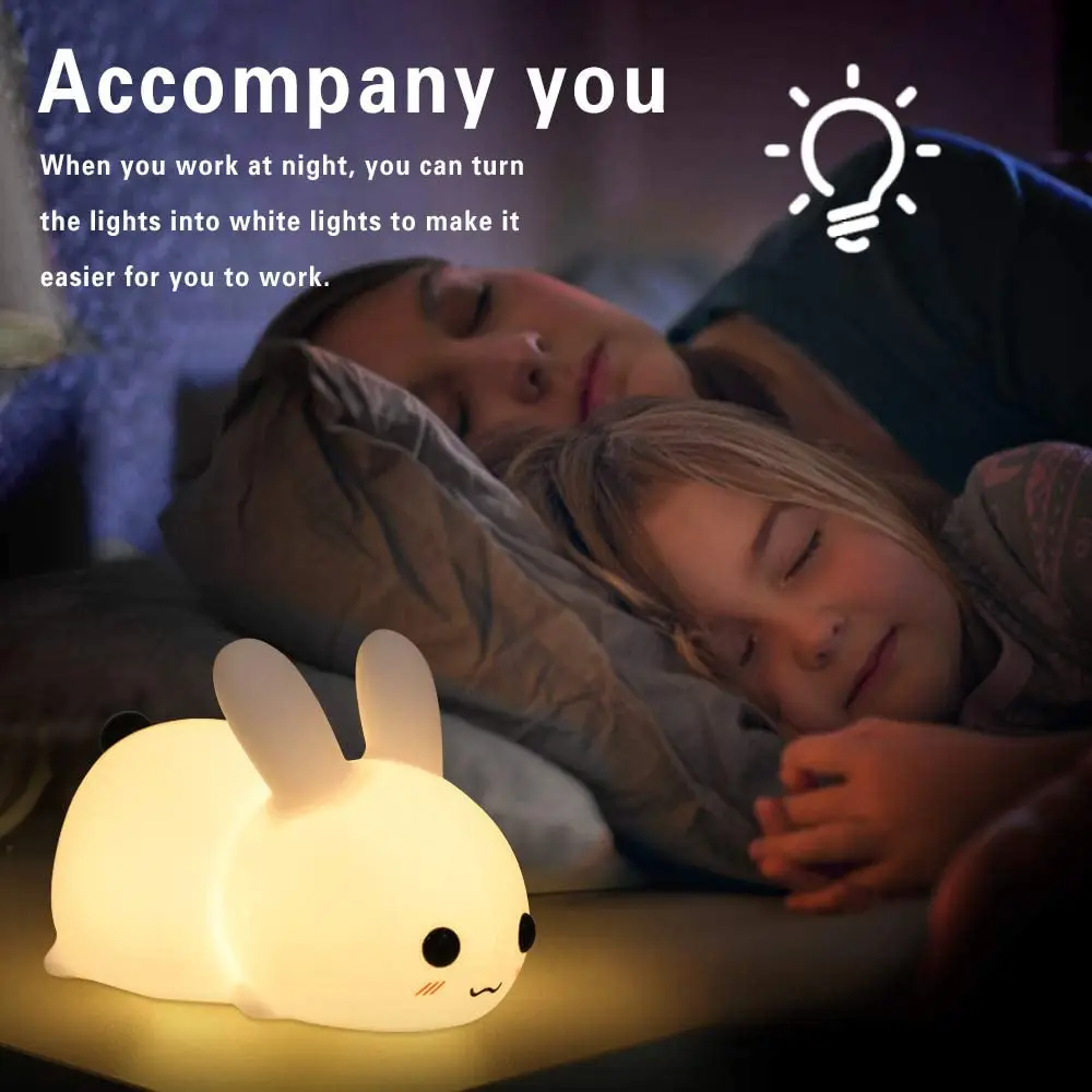 Novelty intelligent  motion sensor creative light usb silicone night light base projector rabbit baby kids lamp night light