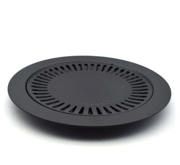 

1pcs Korean Style Non-stick Smokeless Barbecue BBQ Pan Grill BBQ Plate cooking pan Kitchen Pan, Balck