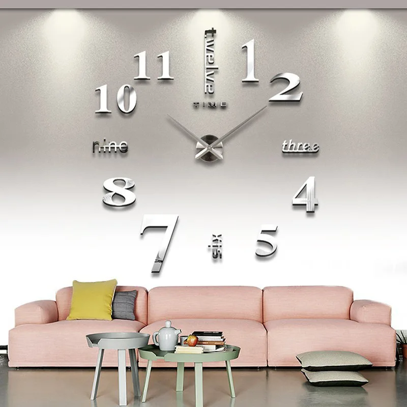 

100cm 3D Wall Clock Mirror Wall Stickers Creative DIY Wall Clocks Removable Art Decal Sticker Living Room Home Decor