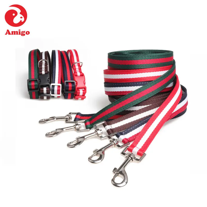 Amigo wholesale in stock pet nylon dog collar and leash for medium/large dogs