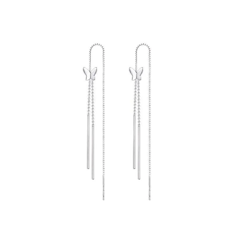 

Rainbowing 925 Sterling Silver Butterfly Ear Wires Premium Sense of Niche Long Earrings Fashion Light Luxury Tassel Earrings