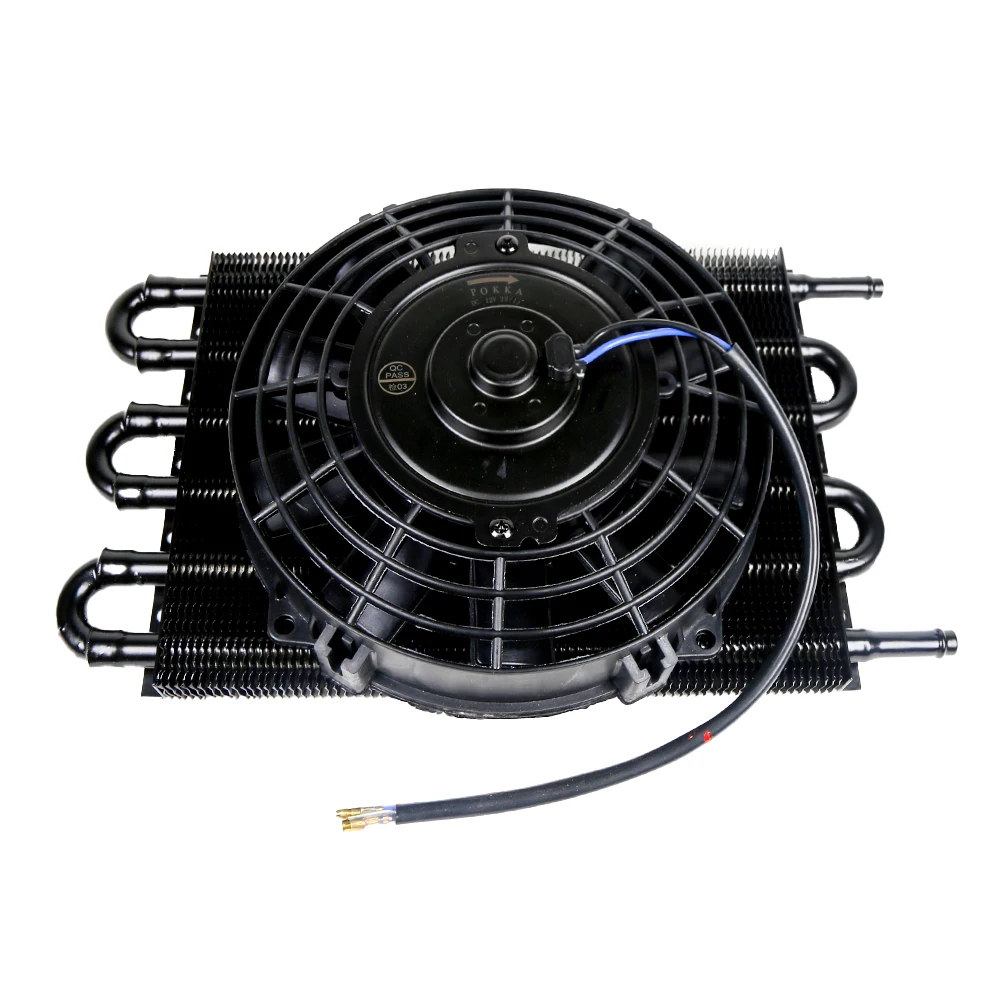 

Tube & Fin 5/6'' Manual Radiator Converter Kit 6 Row Transmission Oil Cooler and 8'' Electric Radiator Cooling Fan 12V 80W