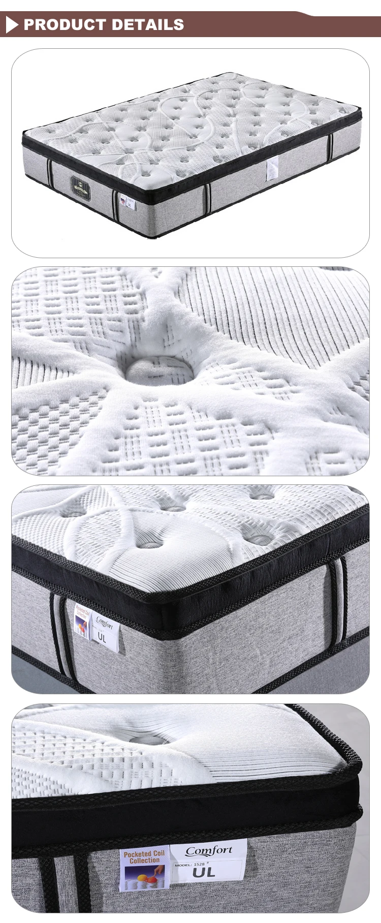 Luxury Hilton Hotel Mattress With Natural Latex,Pocket Spring And Spuer