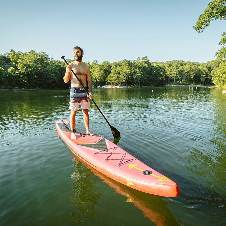 

GUETIO Drop Shipping Professional Inflatable Red SUP Race Surfing Stand Up Racing Paddle Board Soft Board