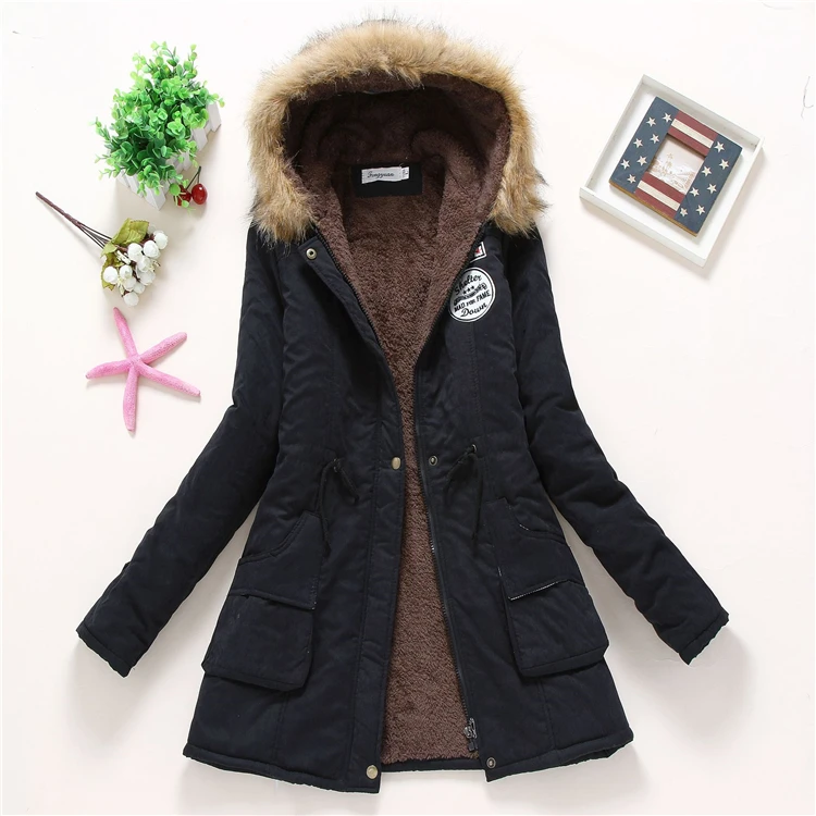 

Women 'S Fur Hoodies Ladies Coats Winter Warm Long Coat Jacket Cotton Clothes Thermal Parkas, 6 colors