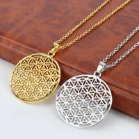 

Flower of Life necklace long chain Seed of Life sacred geometry buddhist jewelry Fleur De Vie Yoga Namaste hollow necklace