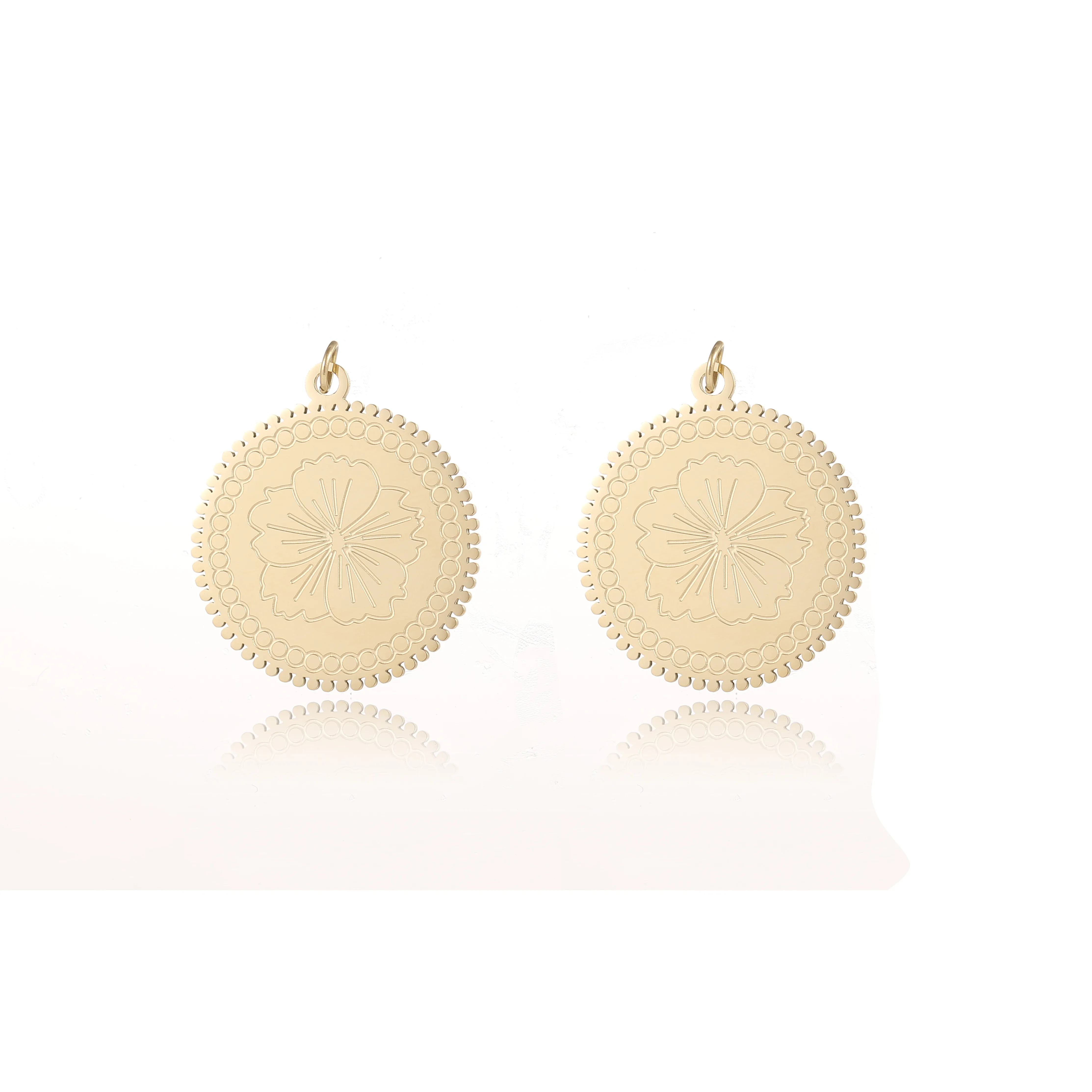 

Trendy Flower Round Private Label Jewelry Cute Trendy Necklace Charm Wholesale Designer Charms For Bracelets