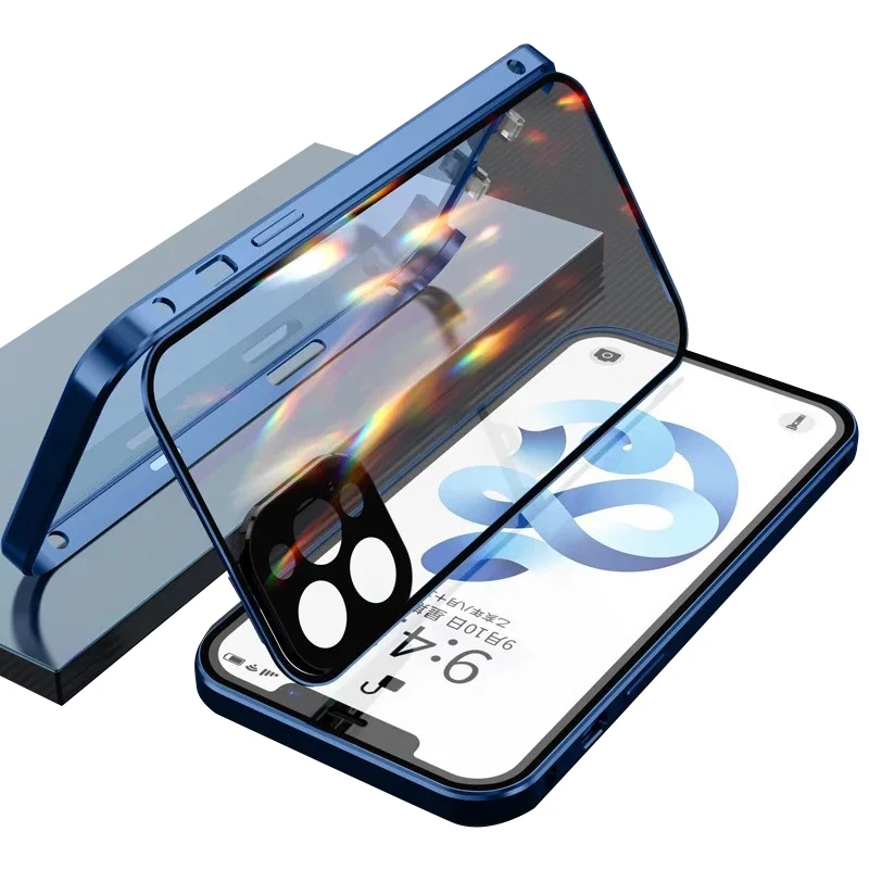 

VCAN 2022 High-end Metal With Double-Sided Buckle Phone Case Design For iPhone 13 Pro Max, Transparent