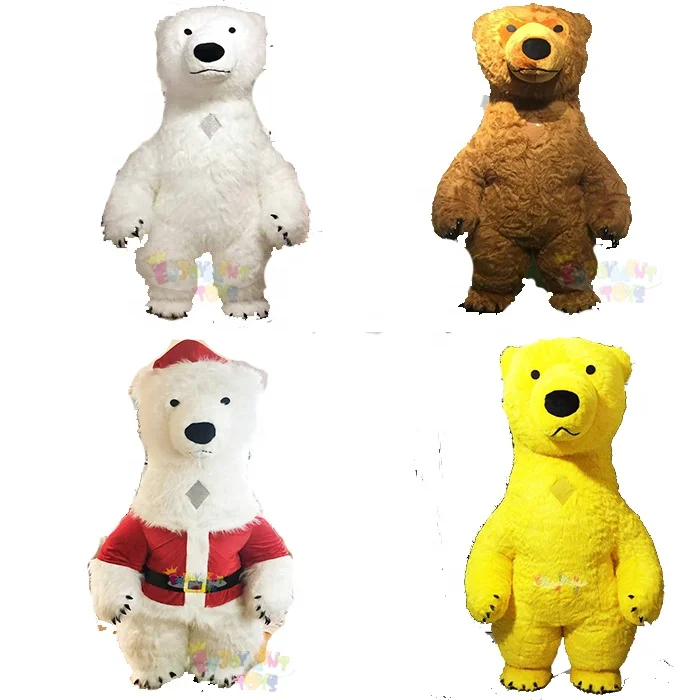 

Hot sale CE 2M/2.6M/3M OEM cosplay polar bear costume plush bear inflatable mascot costume for adult