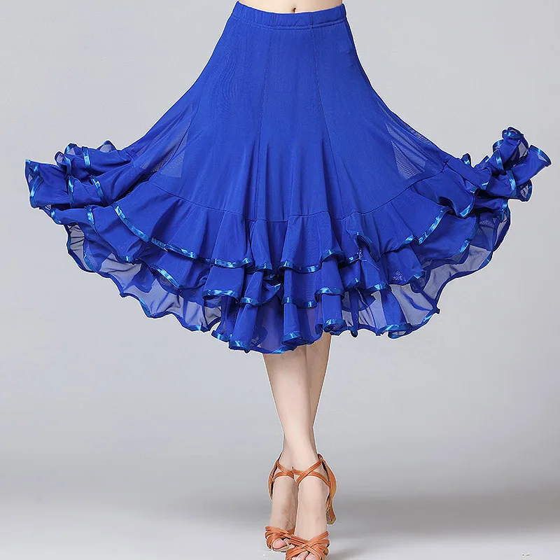  New Designs Ballroom Dance Skirts Women Latin Tango Modern Dancing Skirts Waltz Flamenco Competition Dance Dress