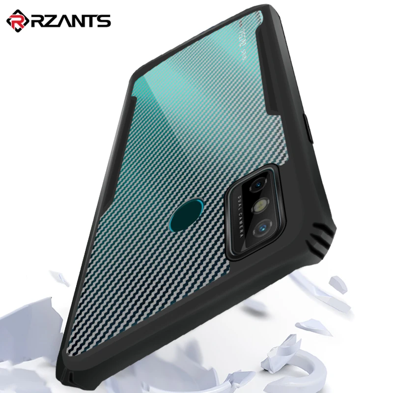 

Rzants For Tecno Spark 6 / 6 Go Phone Case Hard [Carbon Beetle] Hybrid Shockproof Slim Crystal Clear Cover Double Casing