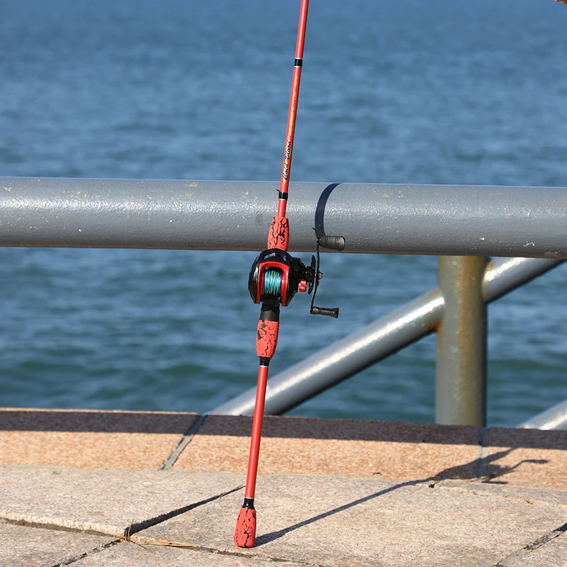 

TAIGEK Carbon fiber casting reel fishing rod combo set Fishing equipment