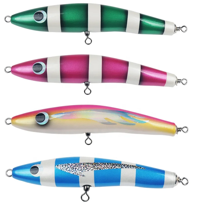 

45g 65g 125g Topwater pencil lure hard Laser Wood lure 3D eyes Artificial wooden stick bait lure, Customized