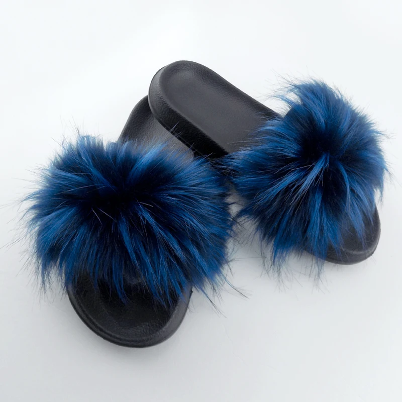 

Large faux fur slipper with fur for ladies faux fur sandals, Red,blue ,green ,orange ,brown and so on