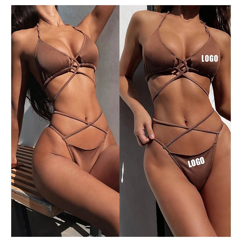 

Women swimwear bikini two piece bikini Bandeau Swimwear Women Swimsuit Mini Micro BikinBrazil hollow out one piece swimwear