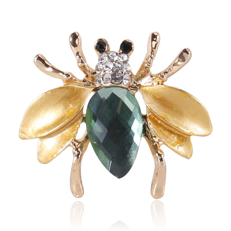 

Custom Women Men Zircon Alloy Gold Bee Crystal Pins Party Brooches Jewelry Accessories, Picture