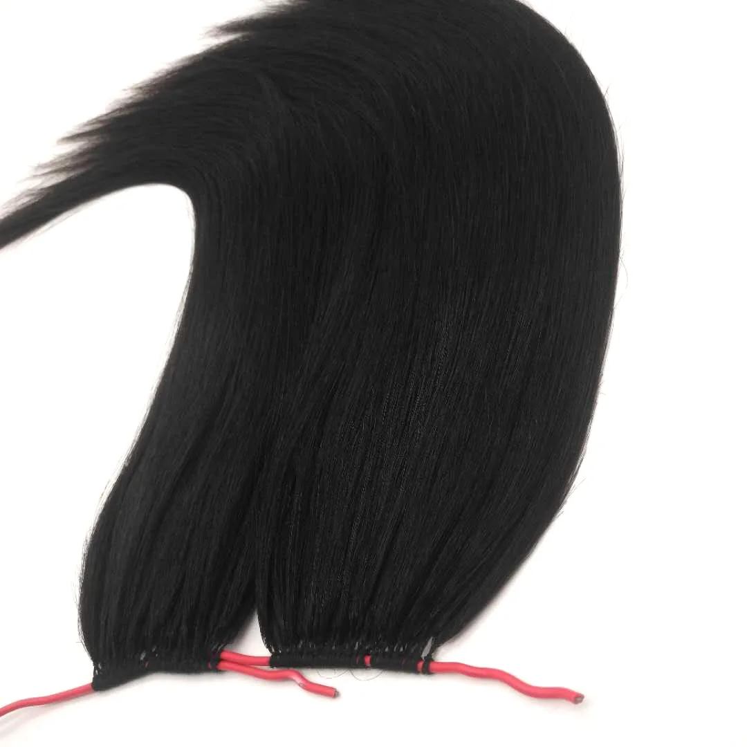 

Yishu hair natural skin weft hair extension 10A grade double drawn twin feather line hair extension, Natural color #1b