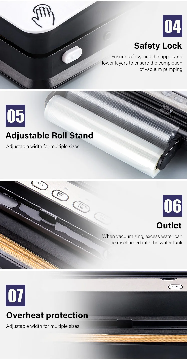 Household small size vacuum food storage machines multifunction professional food vacuum sealer electronic kitchen vacuum packer