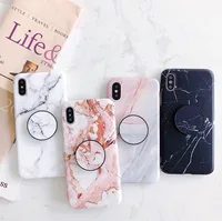 

Fashion Grip Stand Holder TPU Soft Marble Mobile Phone case for iphone 11 pro max 7 8 plus 6s cover case for huawei oppo vivo