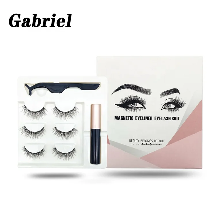 

High Quality Newest Styles Wholesale Price Customized Logo 5 Magnetic Eyeliner Kit With Magnetic Eyelashes, Natural black